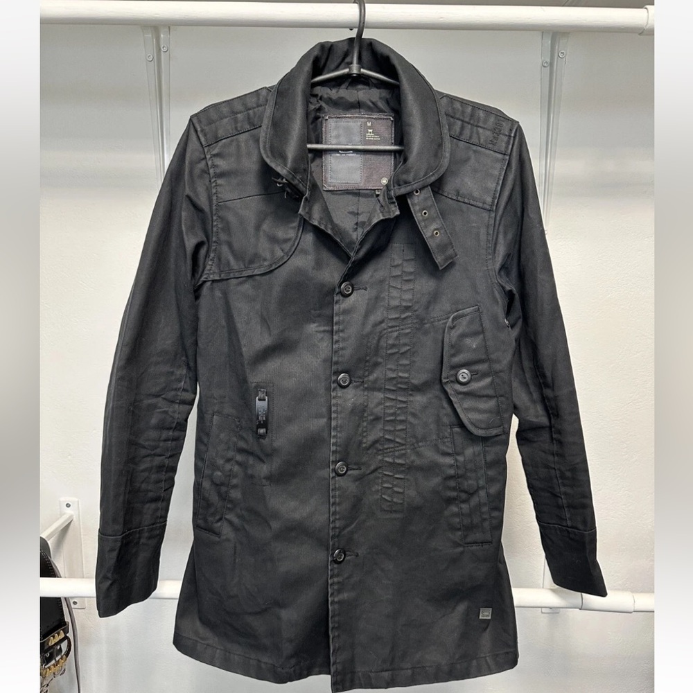 G-Star Raw Black Military Field Jacket Decoy Garber Trench Waxed Cotton Style